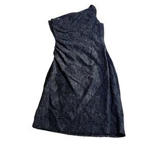 Lauren Ralph Lauren Womens Floral One Shoulder Dress, Black, Size 8 RN 41381 NWT
